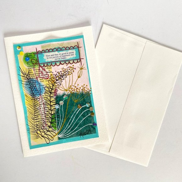 Collage Art Handmade Original Blank Greeting Card and Envelope Frame Ready - Picture 5 of 5